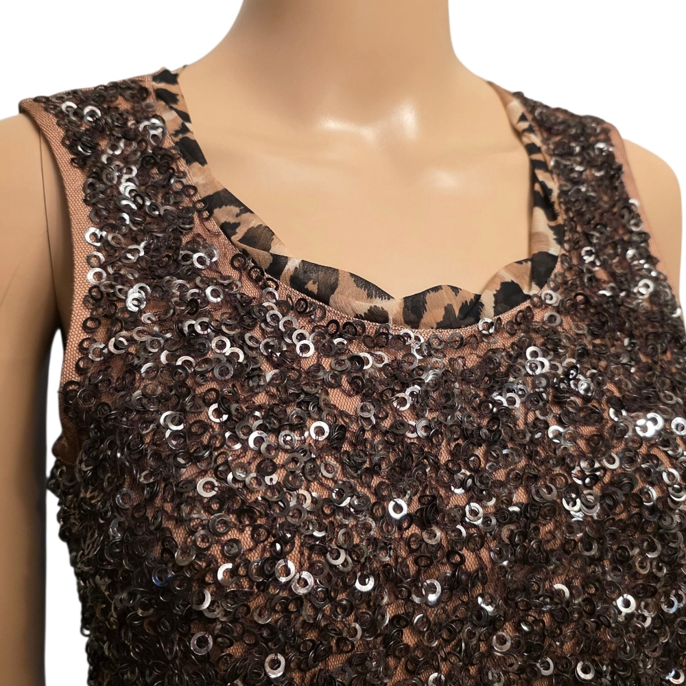 Chico's Leopard Print Neckline Sequin Sleeveless … - image 2